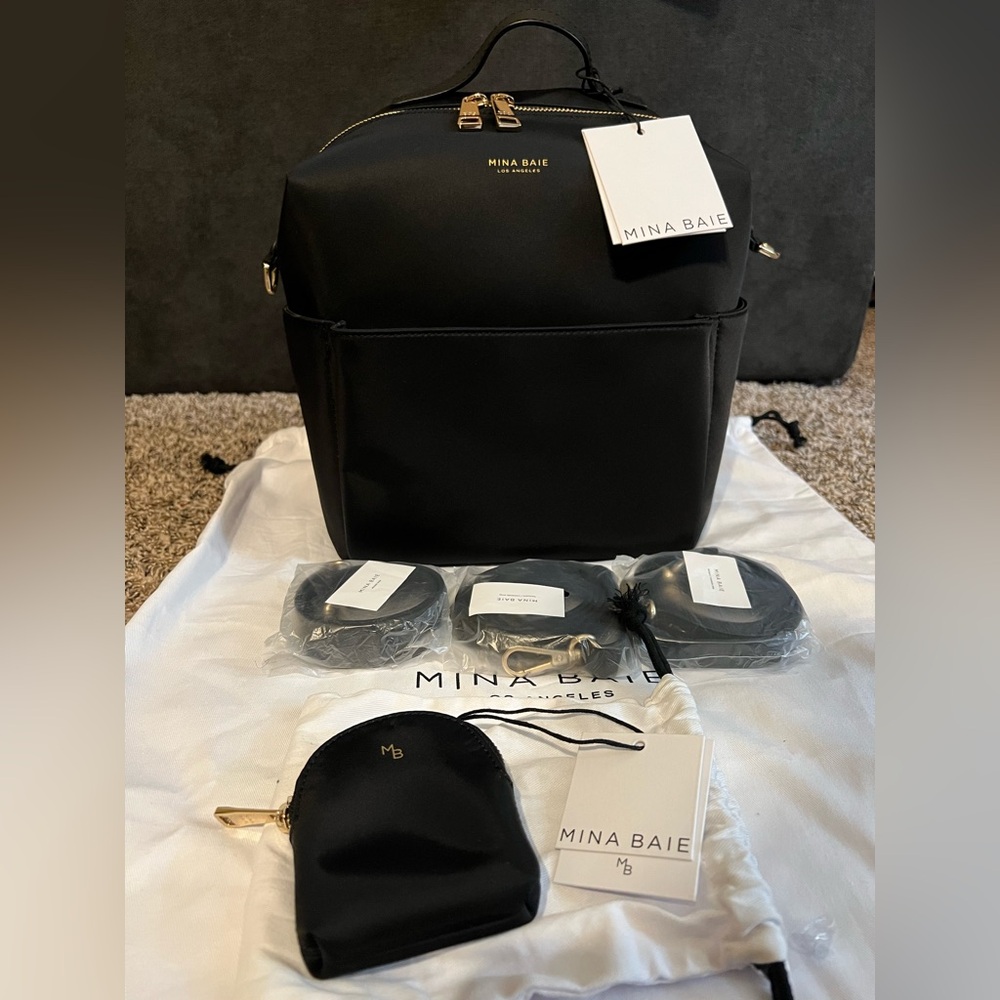 Mina Baie Mini Stevie Nylon w/ Matching Clip Pouch Nylon Black/Gold